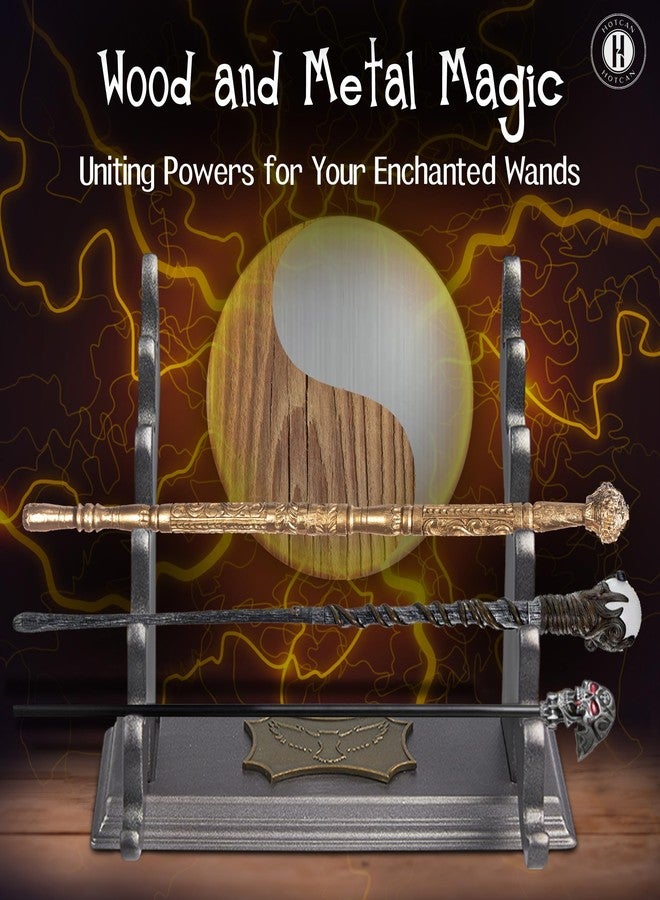 HOTCAN Wooden Magic Wand Holder and Display Stand - Mystical Fusion of Beech Wood and Metal - Owl Emblem Accent (Extra Large) - Image 5